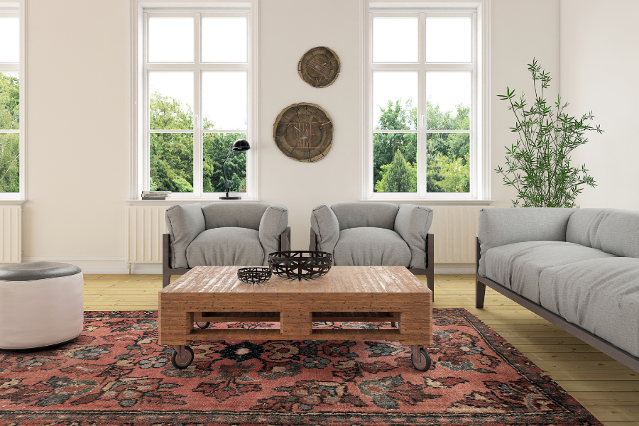 Heriz Oriental modern living room rug
